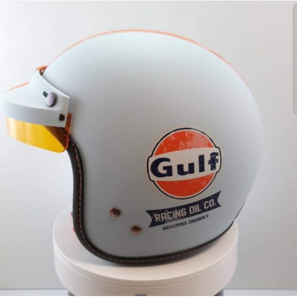 Casque jet + visière GULF vintage racing oil