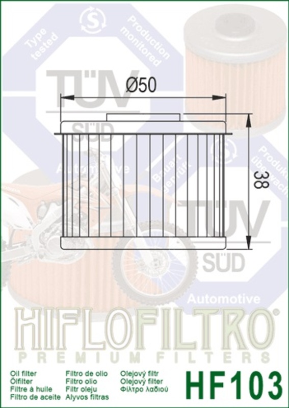 Filtre à huile HIFLOFILTRO Racing - HF103 