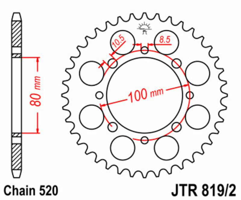 Couronne JT SPROCKETS Acier Standard 819/2 - 520 