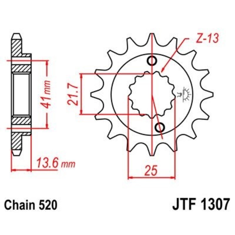 Pignon JT SPROCKETS acier anti-bruit 1307 - 520 