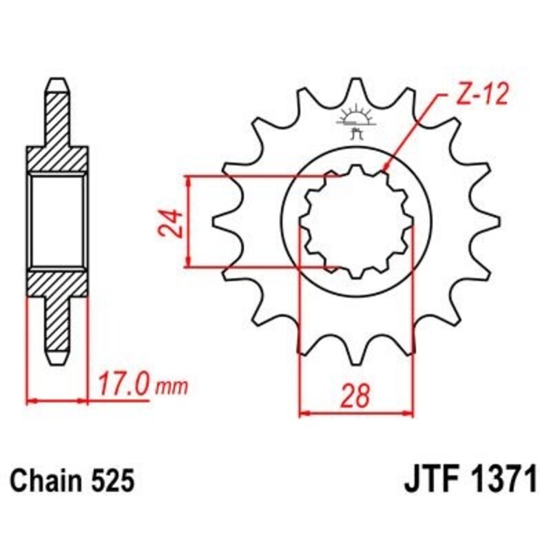 Pignon JT SPROCKETS acier anti-bruit 1371 - 525 