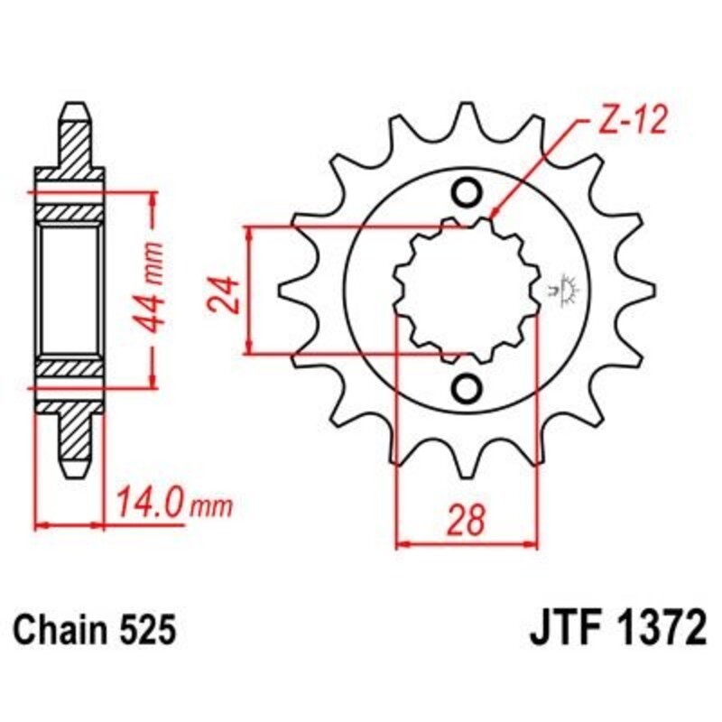 Pignon JT SPROCKETS acier anti-bruit 1372 - 525 