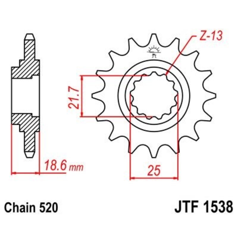 Pignon JT SPROCKETS acier anti-bruit 1538 - 520 
