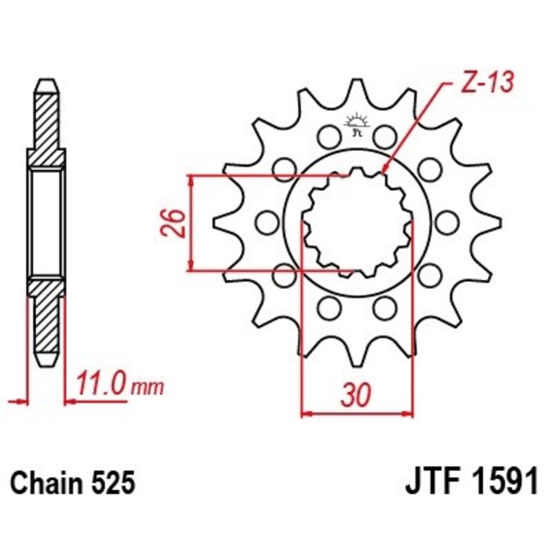 Pignon JT SPROCKETS acier anti-bruit 1591 - 525 