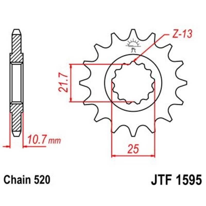 Pignon JT SPROCKETS acier anti-bruit 1595 - 520 