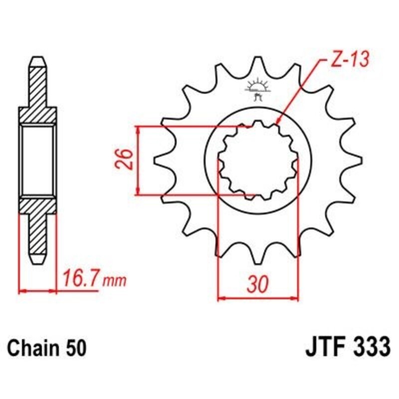 Pignon JT SPROCKETS acier anti-bruit 333 - 530 