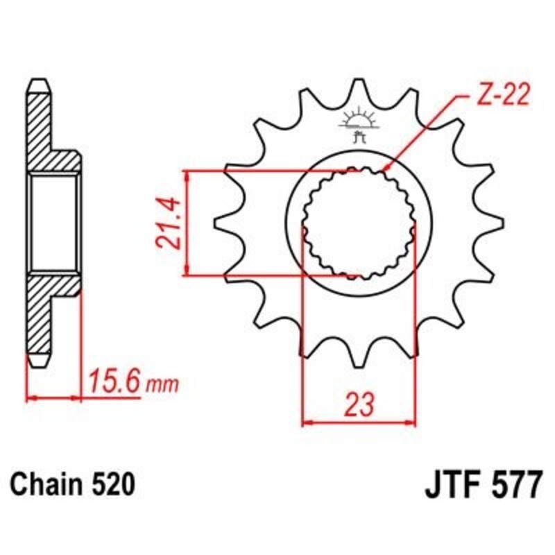 Pignon JT SPROCKETS acier anti-bruit 577 - 520 
