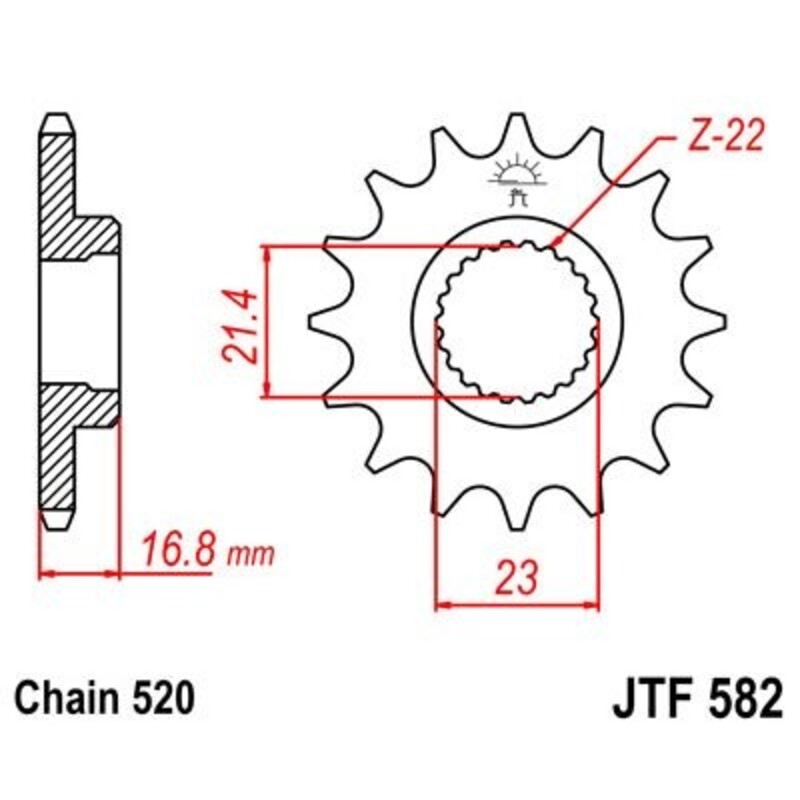 Pignon JT SPROCKETS acier anti-bruit 582 - 520 