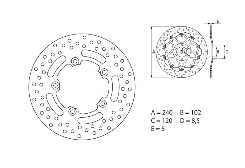 Disque de frein BREMBO Serie Oro rond fixe 