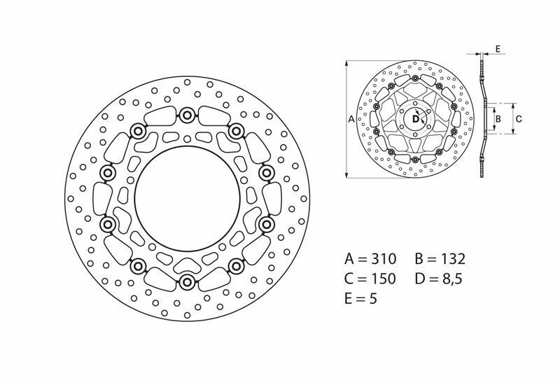 Disque de frein BREMBO Serie Oro rond flottant 