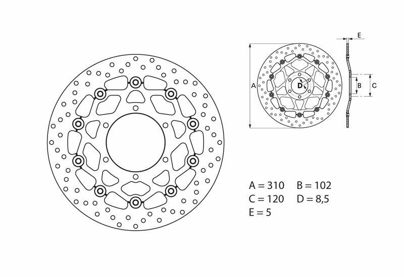 Disque de frein BREMBO Serie Oro rond flottant 