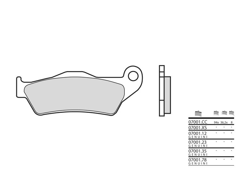 Plaquettes de frein BREMBO Scooter métal fritté - 07001XS 