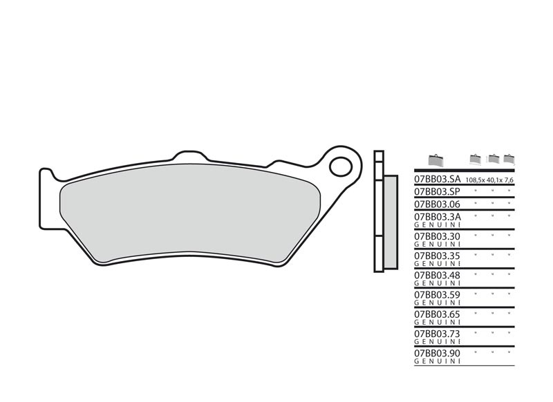 Plaquettes de frein BREMBO route métal fritté - 07BB03LA 