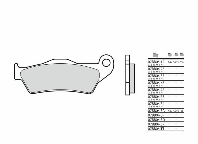 Plaquettes de frein BREMBO route métal fritté - 07BB04SP 