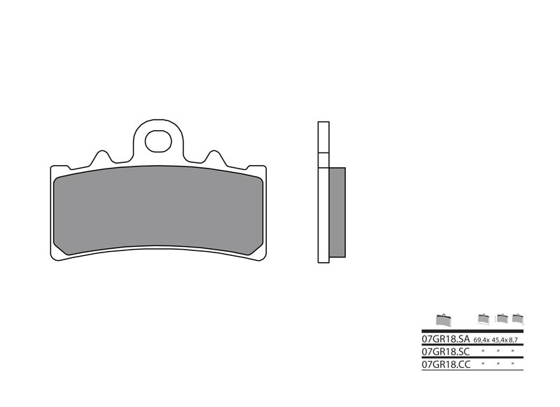 Plaquettes de frein BREMBO route métal fritté - 07GR18SA 