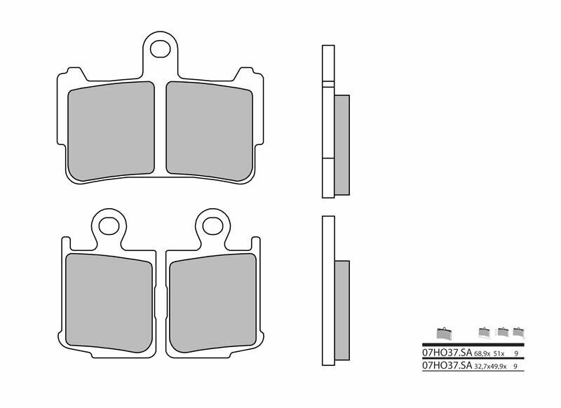 Plaquettes de frein BREMBO route métal fritté - 07HO37SA 