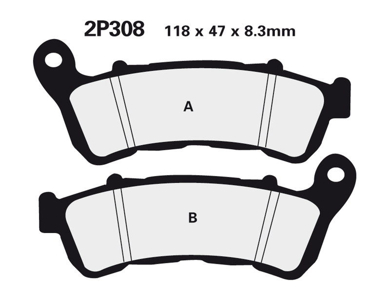 Plaquettes de frein NISSIN route semi-métallique - 2P-308NS 