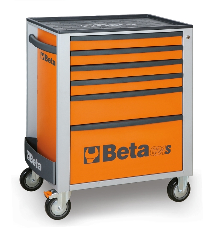 Servante mobile d'atelier à six tiroirs BETA orange 