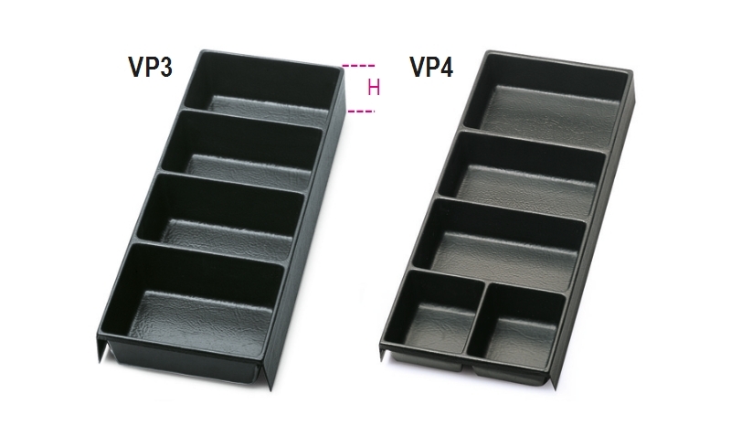 Bacs de rangement compartimentés BETA plastique pour servantes/coffres/chariots 