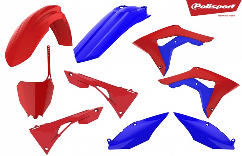 Kit plastiques POLISPORT rouge/bleu Honda CRF250/450R 
