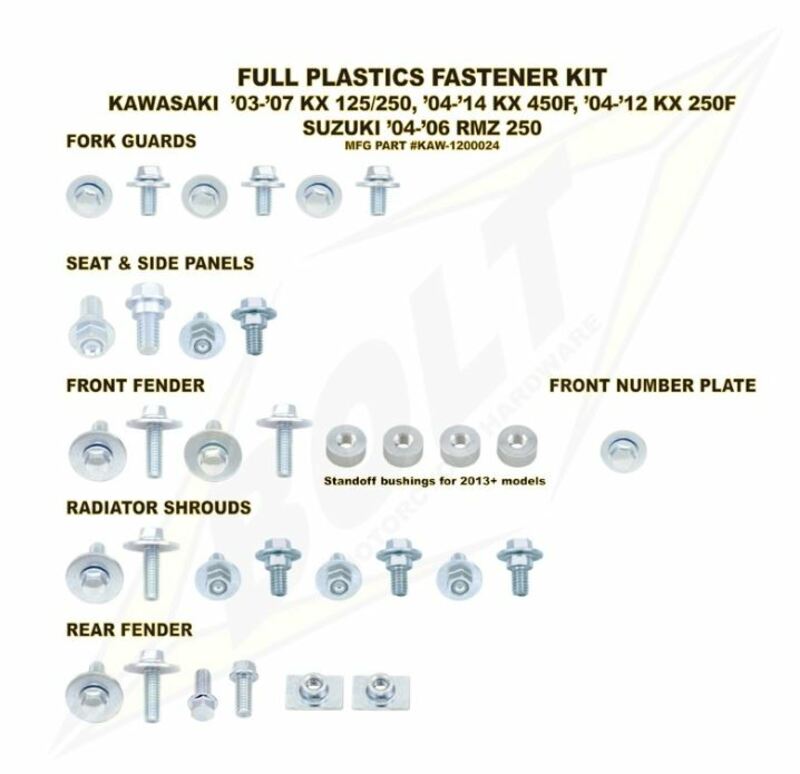 Kit vis complet de plastiques Bolt Kawasaki KX-F250/450 