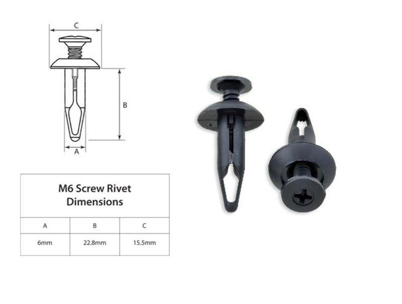 Rivets plastique M6 BOLT 10 pièces 