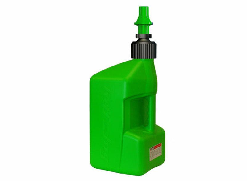 Bidon d'essence TUFF JUG 20L vert translucide/bouchon rouge - bouchon remplissage rapide 