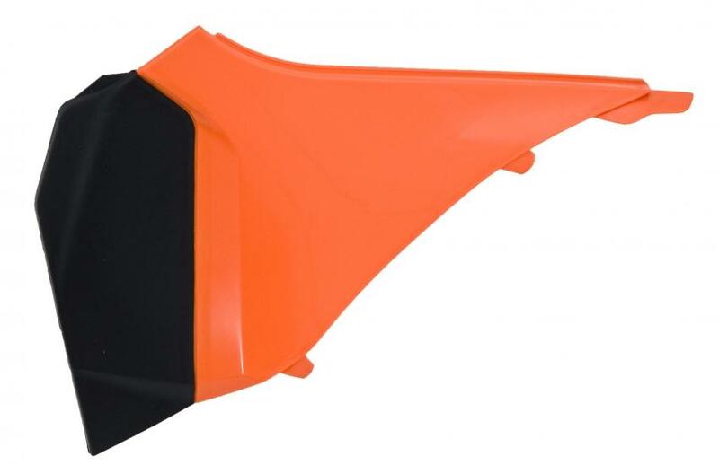 Cache boîte à air gauche RACETECH orange/noir KTM 