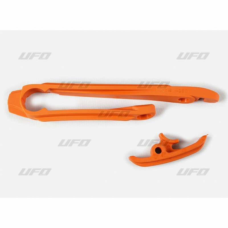 Kit patin de bras oscillant + patin de chaîne inférieur UFO orange KTM 
