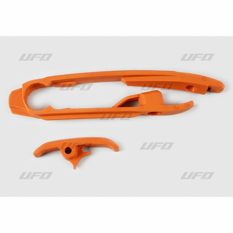 Kit patin de bras oscillant + patin de chaîne inférieur UFO orange KTM 