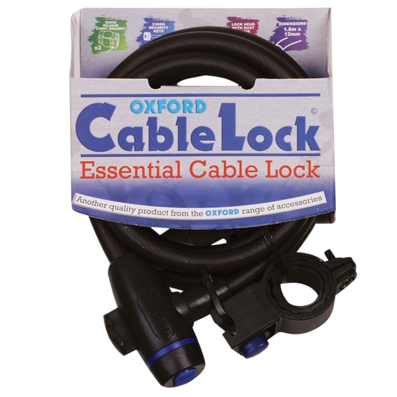Cable antivol OXFORD Cablelock - 1,5m x 25mm fumé 