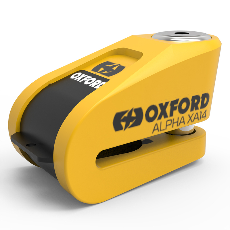 Bloque disque alarme OXFORD Alpha XA14 Ø14mm inox noir/jaune 