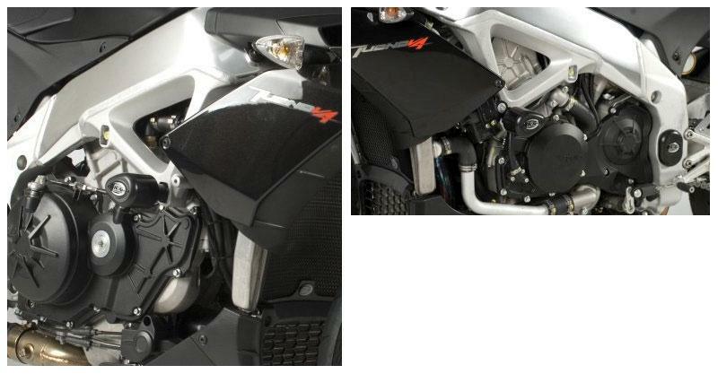 Tampons de protection R&G RACING Aero noir Aprilia Tuono V4/R 