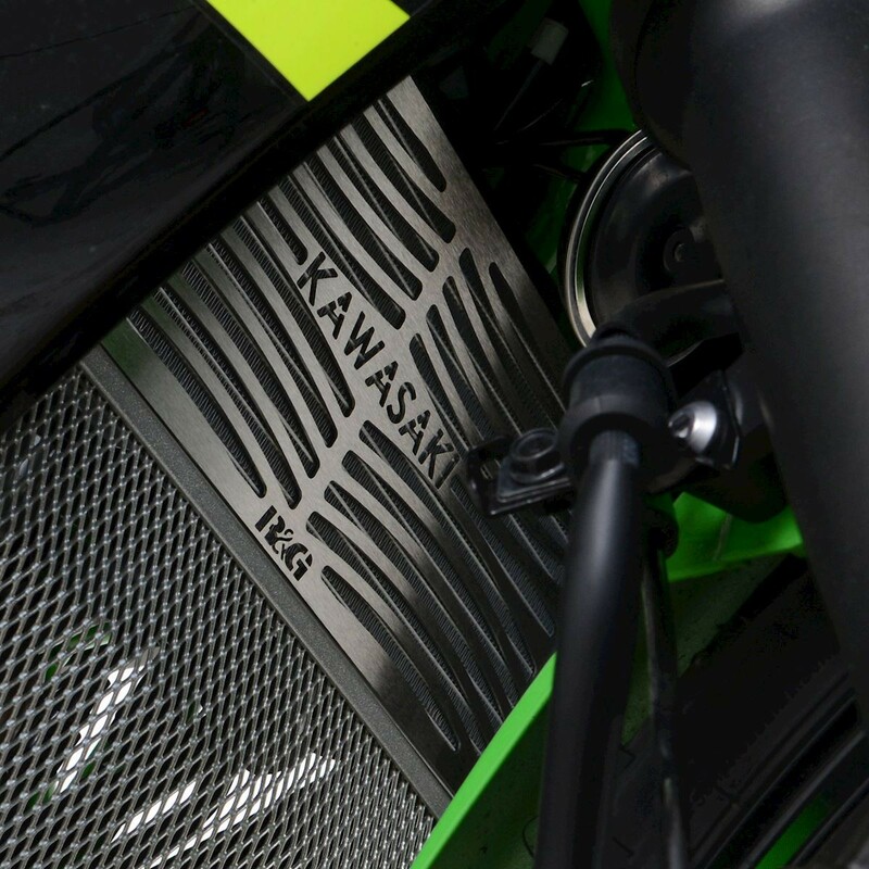 Protection de radiateur gravée R&G RACING inox - Kawasaki Ninja 125 