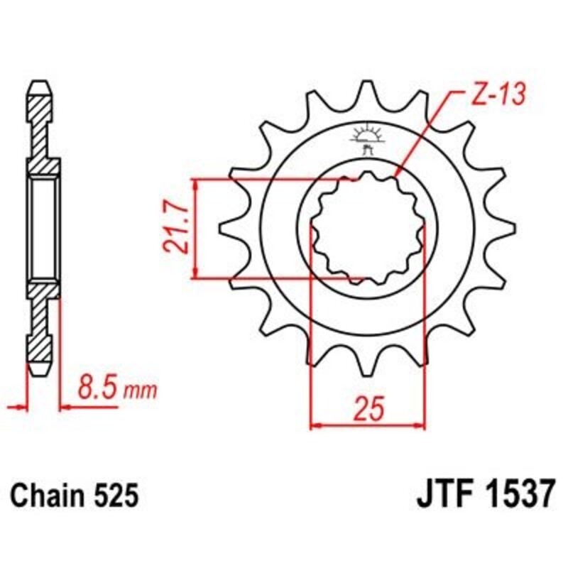 Pignon JT SPROCKETS acier anti-bruit 1537 - 525 