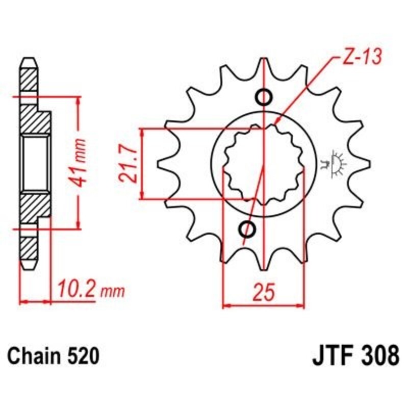 Pignon JT SPROCKETS acier anti-bruit 308 - 520 