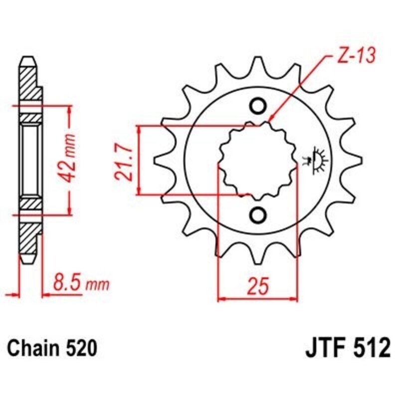 Pignon JT SPROCKETS acier anti-bruit 512 - 520 
