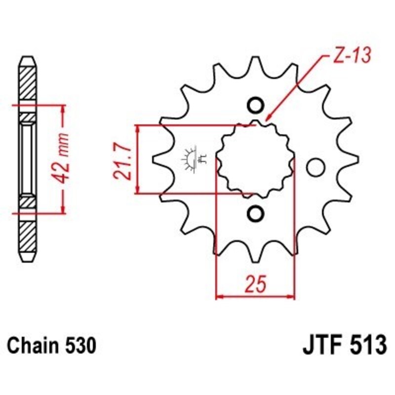Pignon JT SPROCKETS acier anti-bruit 513 - 530 
