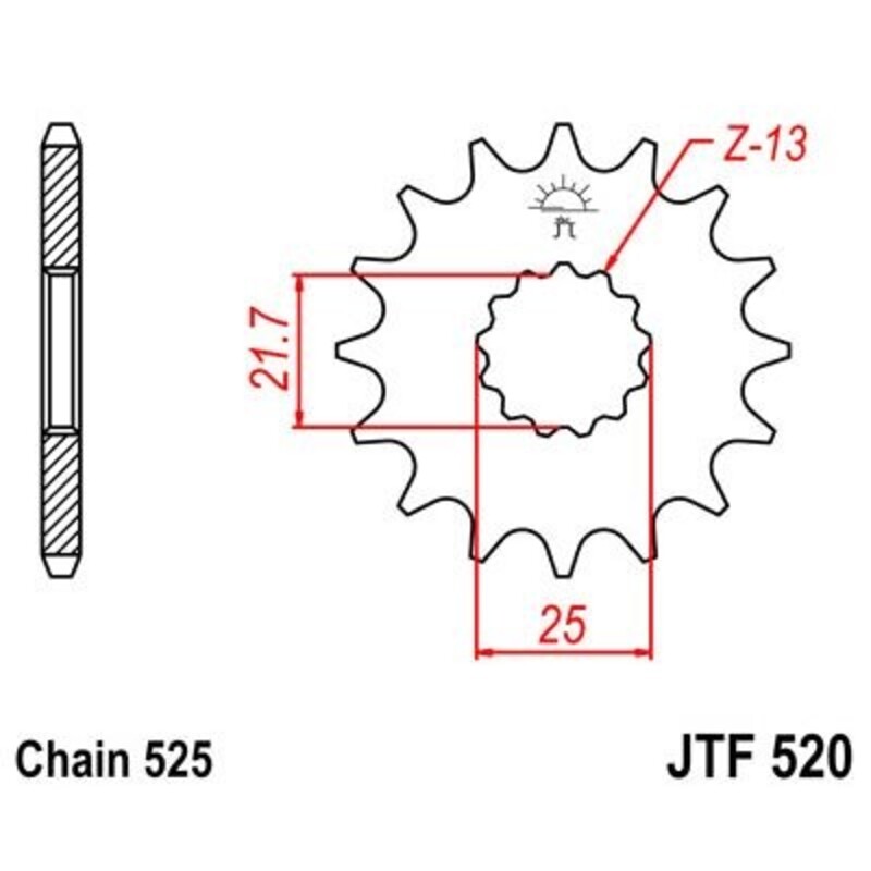Pignon JT SPROCKETS acier anti-bruit 520 - 525 