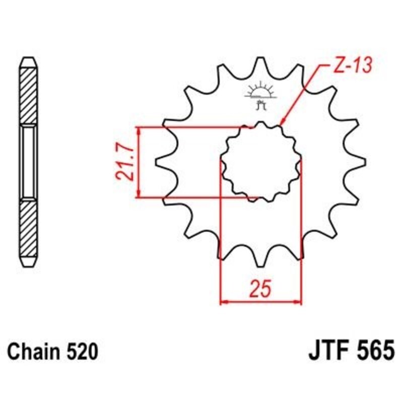 Pignon JT SPROCKETS acier anti-bruit 565 - 520 