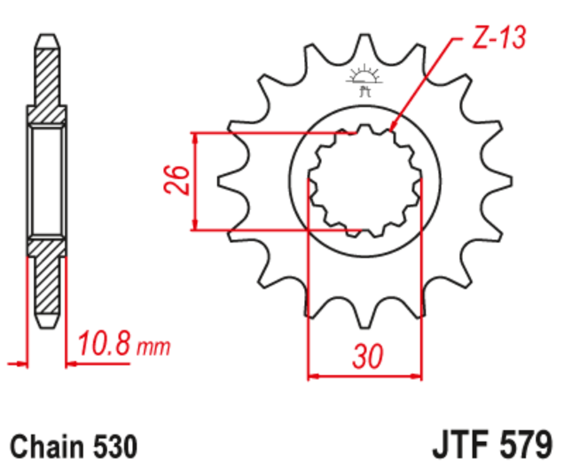 Pignon JT SPROCKETS acier anti-bruit 579 - 530 