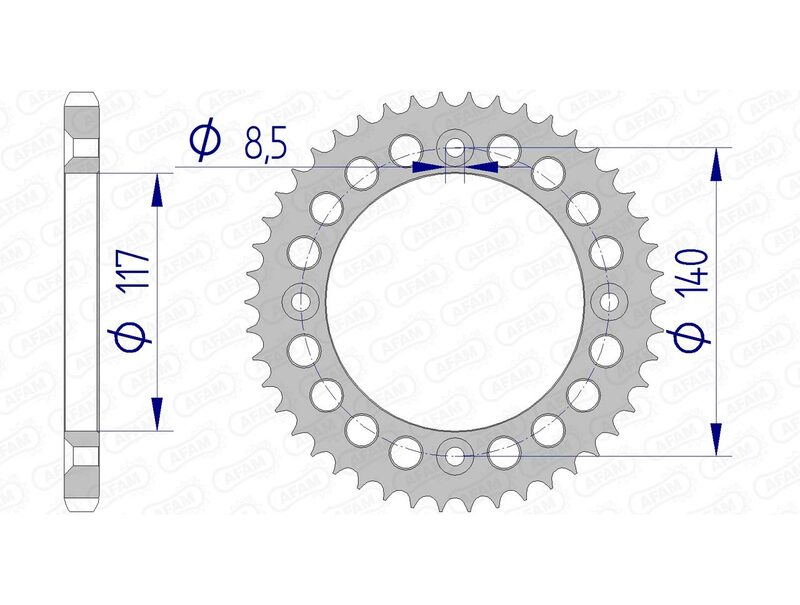 Couronne AFAM aluminium Ultra-Light anodisé dur 13108 - 428 