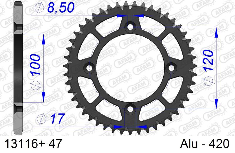 Couronne AFAM aluminium Ultra-Light anodisé dur 13116 - 420 
