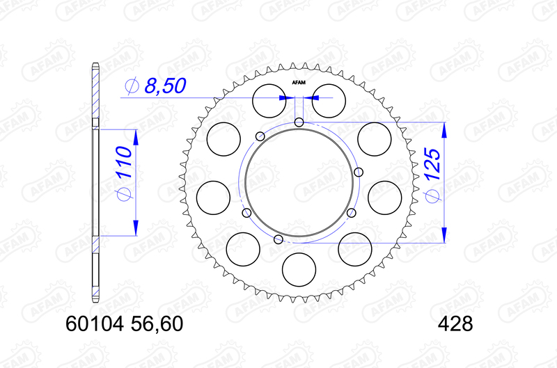 Couronne AFAM alu standard - 428 