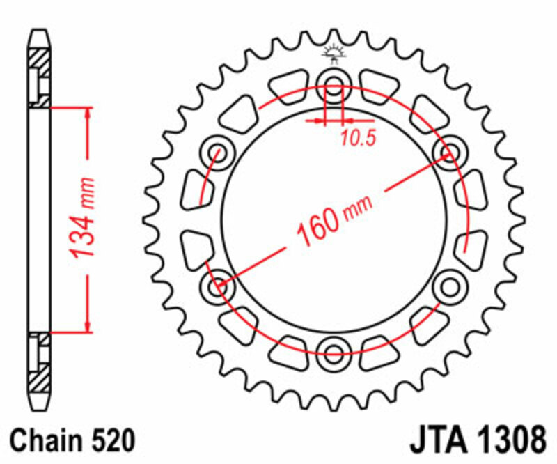 Couronne JT SPROCKETS aluminium Ultra-Light 1308 - 520 
