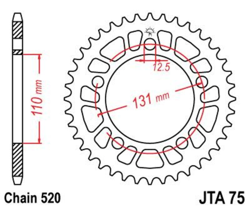 Couronne JT SPROCKETS aluminium Ultra-Light 75 - 520 