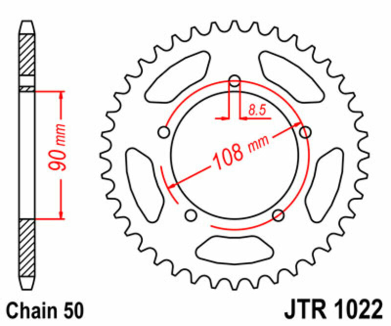 Couronne JT SPROCKETS acier standard 1022 - 530 