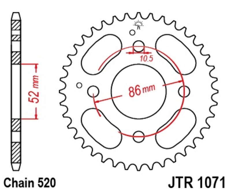 Couronne JT SPROCKETS acier standard 1071 - 520 