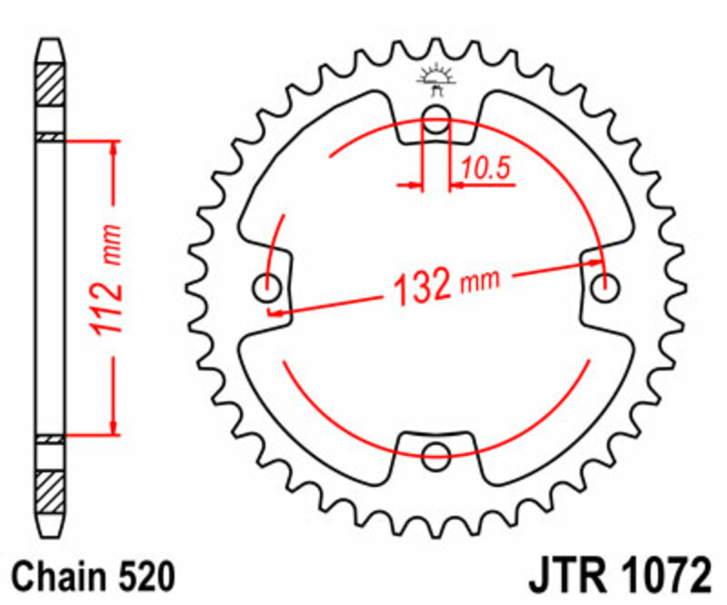 Couronne JT SPROCKETS acier standard 1072 - 520 