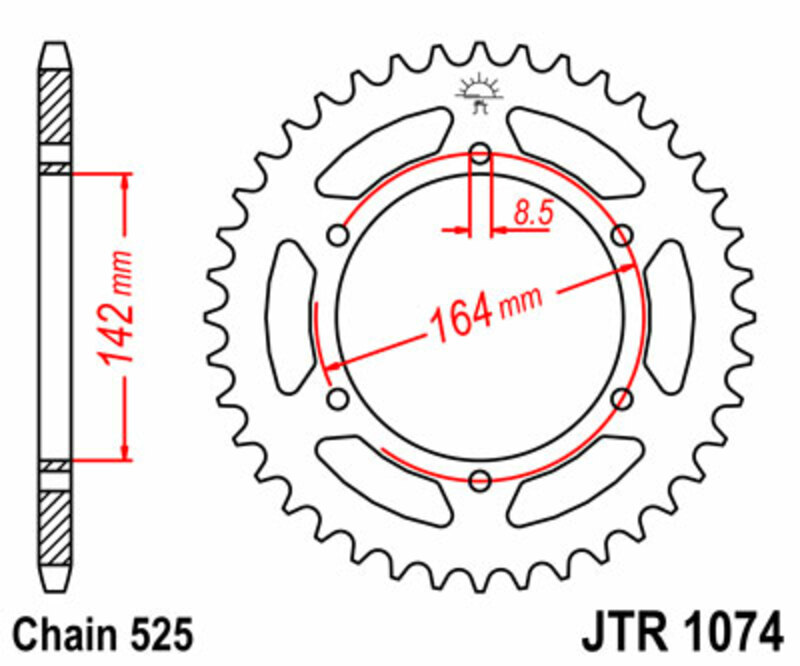 Couronne JT SPROCKETS acier standard 1074 - 525 